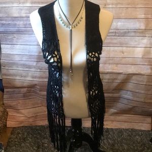 Black Fringe bohemian vest